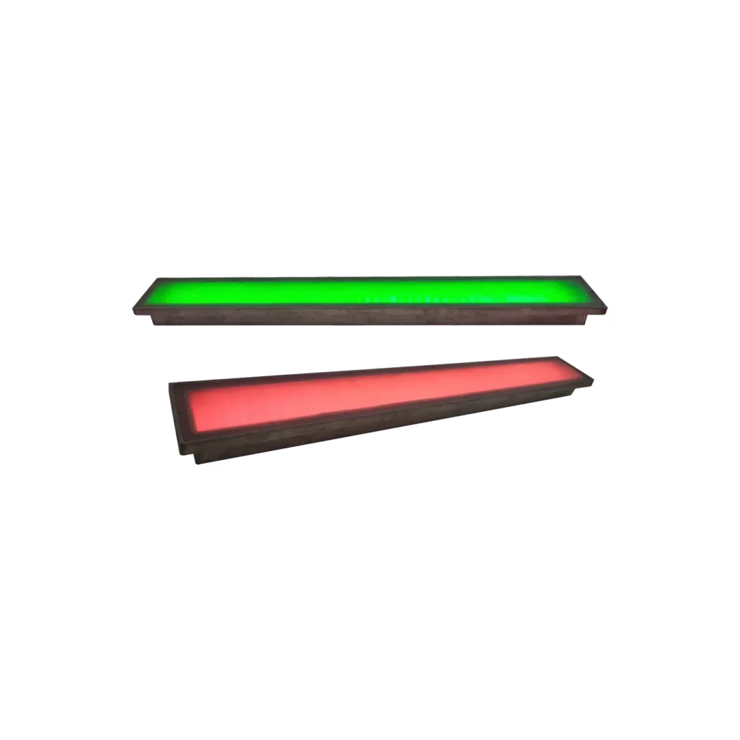 Tiene como función alertar a los peatones que caminan mirando hacia abajo, especialmente aquellos que estan usando sus telefonos moviles. Fabricado en acero inoxidable, policarbonato de alto impacto,medidas: 105x13x7cm, tecnología led de alta eficiencia , Alimentación de la fuente: 100-240AC